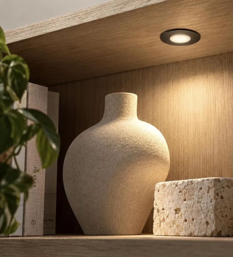 Faretto da incasso che illumina un vaso in una nicchia